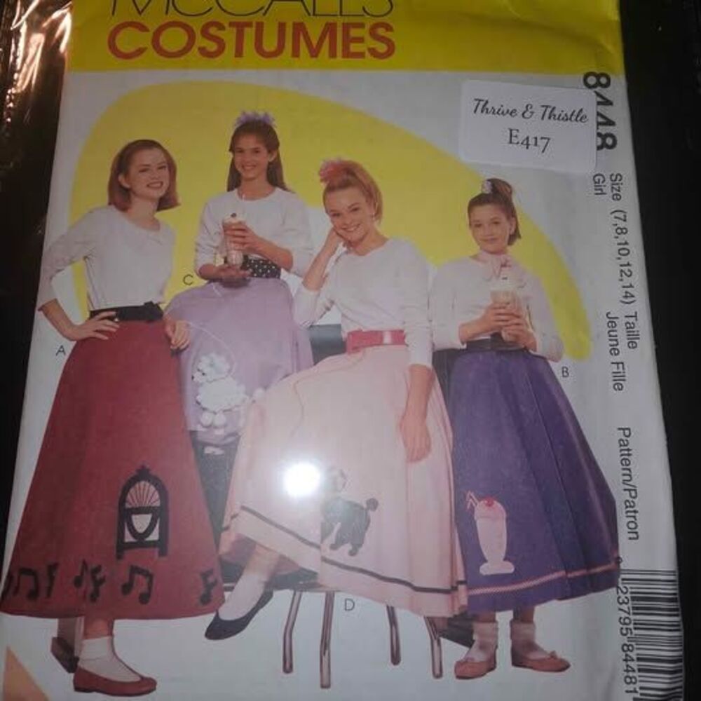 UNCUT McCalls Sewing Pattern 8448 Girls Circular Skirt Poodle Halloween Costume